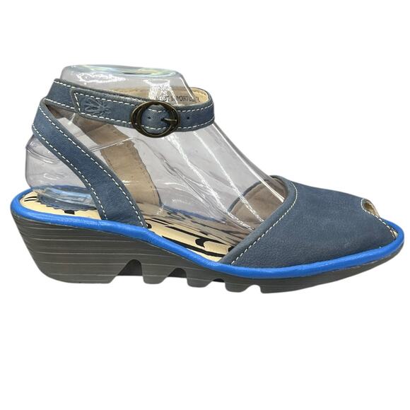 Fly London Women’s Piat Blue Open Toe Ankle Strap Sandal Size 38 US 7.5/8 - Picture 1 of 12